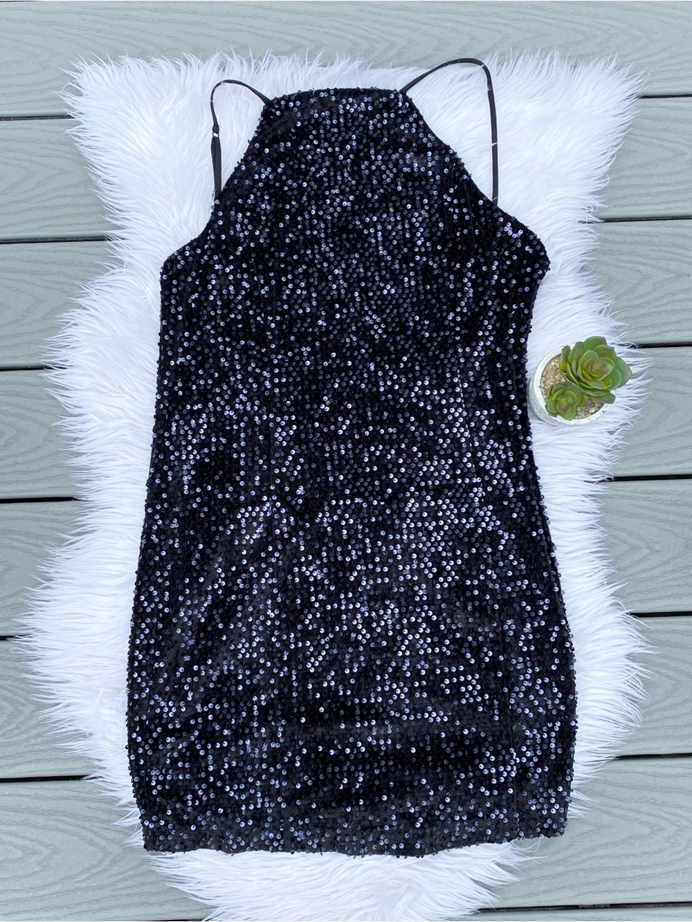 Express Sequin Black Dress